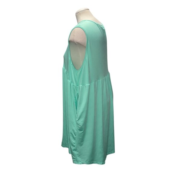 Sleeveless Mint Green Loose-Fit Tunic Dress With Pockets For Women Sz 2XL-3XL - Picture 7 of 9